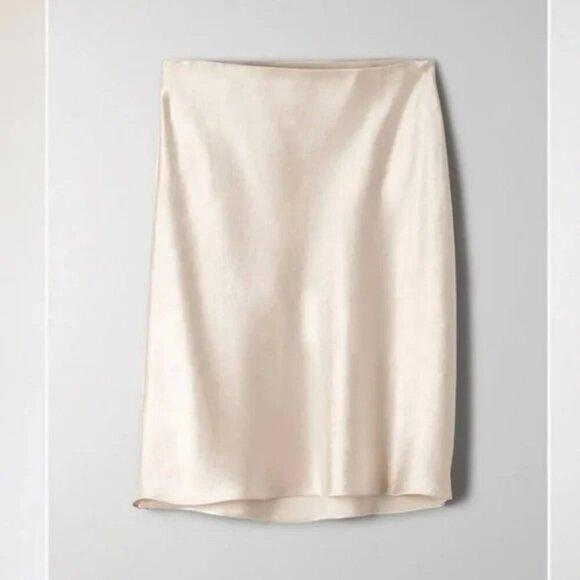 Aritzia Babaton Slip Mini Skirt Nude Blush Champagne Size 8 - Picture 2 of 8